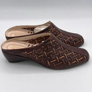 Pikolinos Brown &‎ Carmel Woven Leather Uppers, Mules, 7 New Without Box